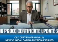 IGNOU PGDCC Certificate Update 2025: Old Certificates Invalid, New “Clinical Cardio-Physician” Issued