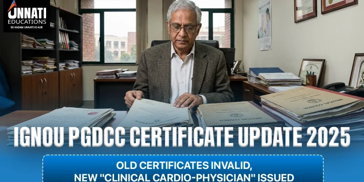 IGNOU PGDCC Certificate Update 2025: Old Certificates Invalid, New “Clinical Cardio-Physician” Issued