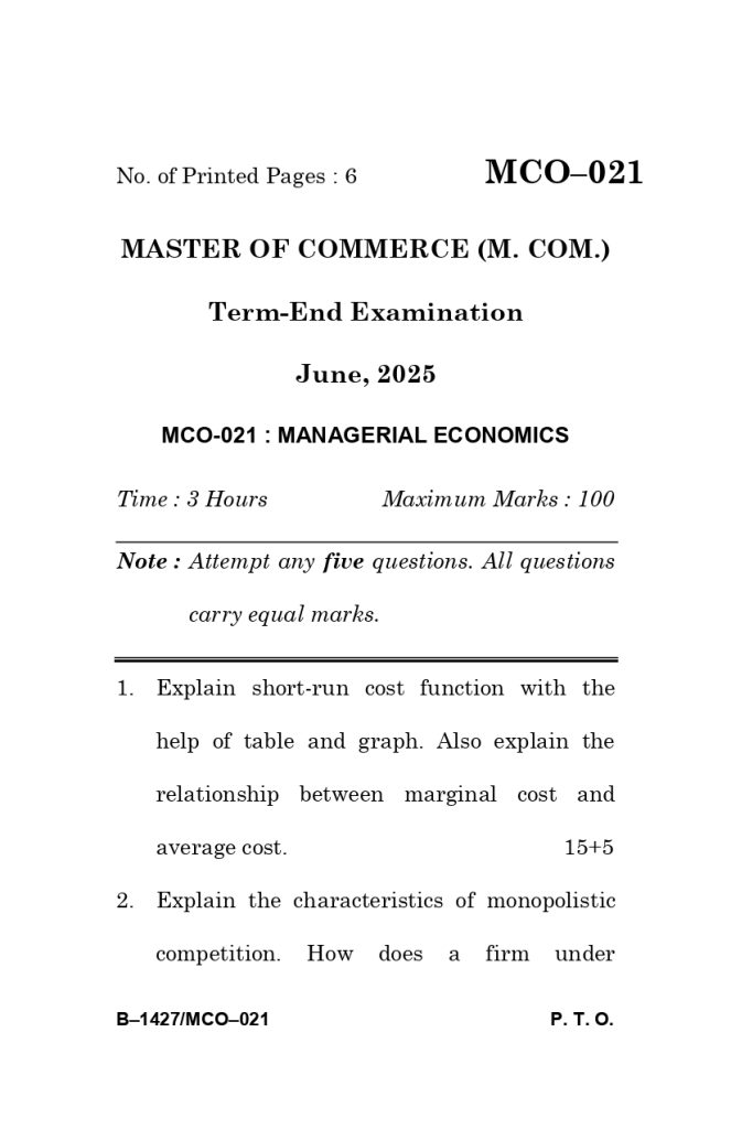 MCO 021 Question Paper June 2025