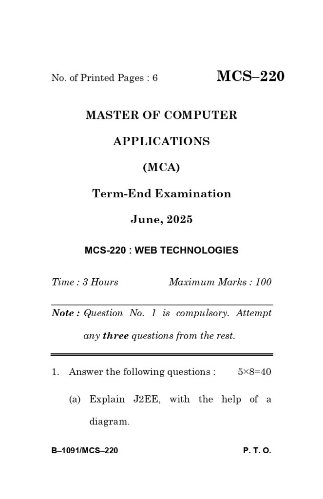 MCS 220 Question Paper June 2025