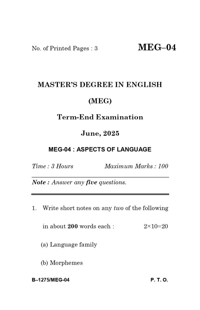 MEG 04 question paper june 2025