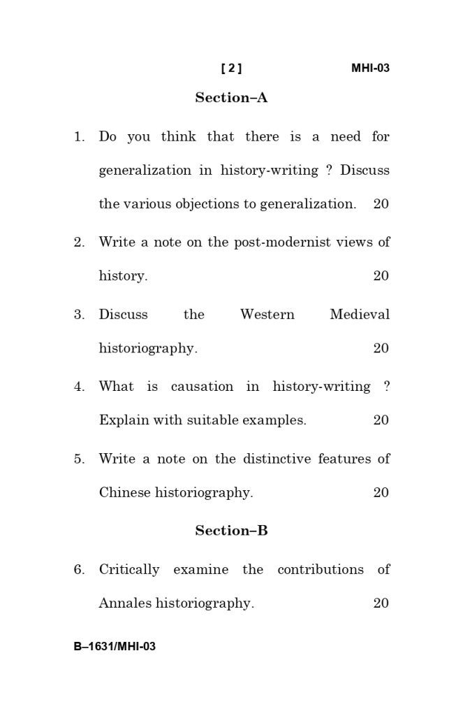 MHI 03 question paper