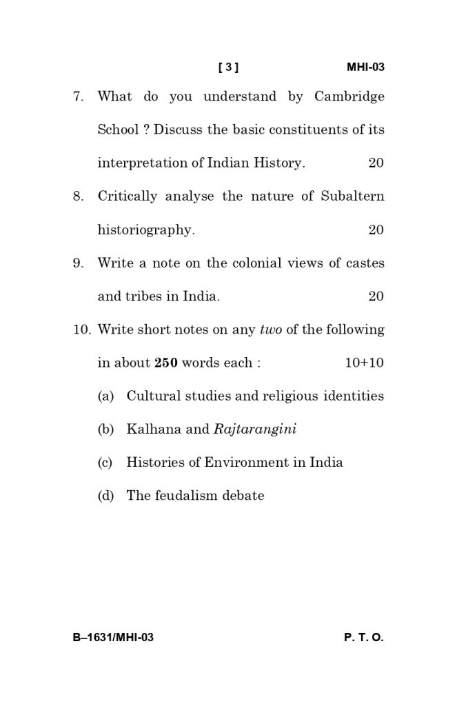 MHI 03 question paper