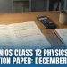 NIOS Class 12 Physics Question Paper