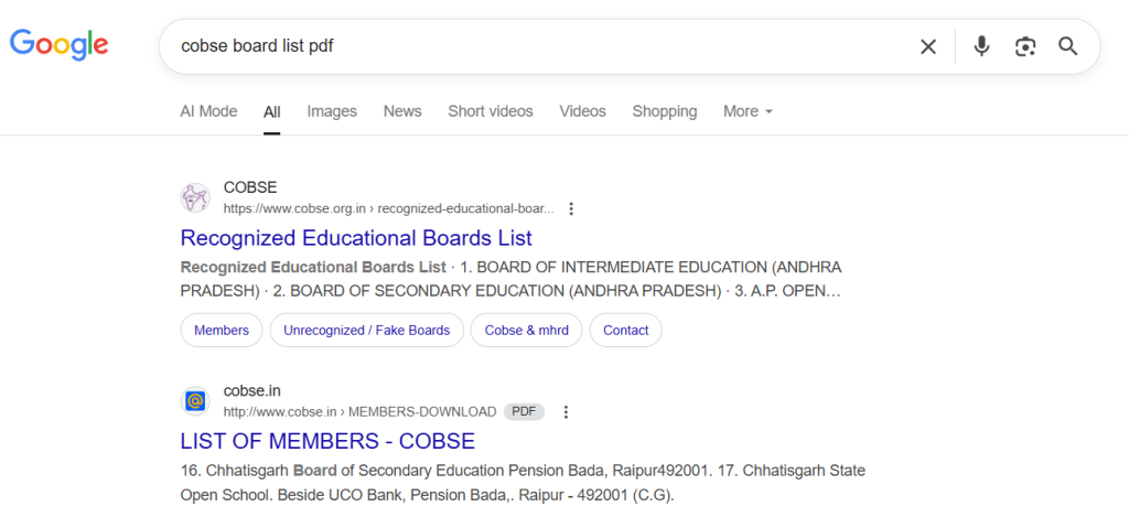 The COBSE List Check