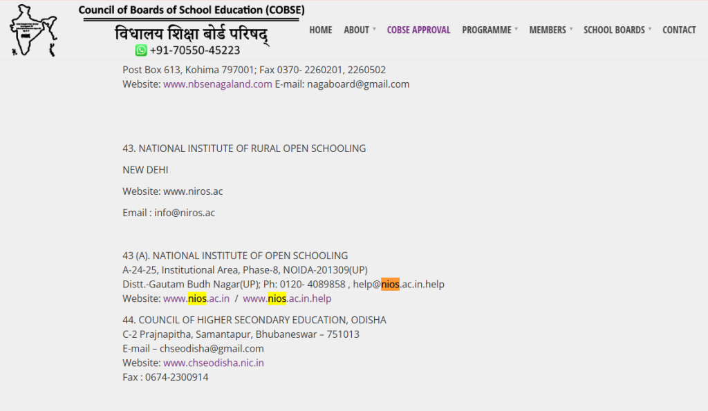 The COBSE List Check