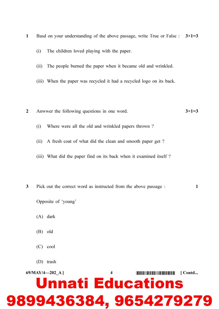 NIOS Class 10 English 202 Question Paper April 2025