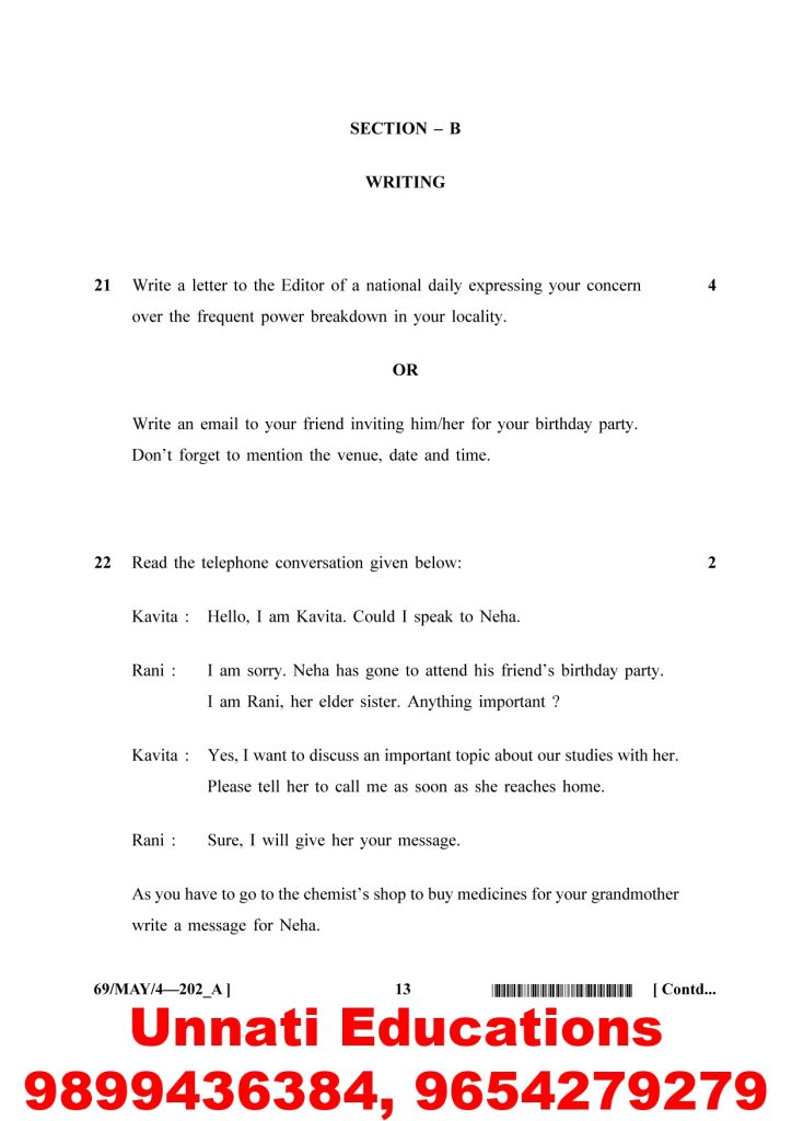 NIOS Class 10 English 202 Question Paper April 2025