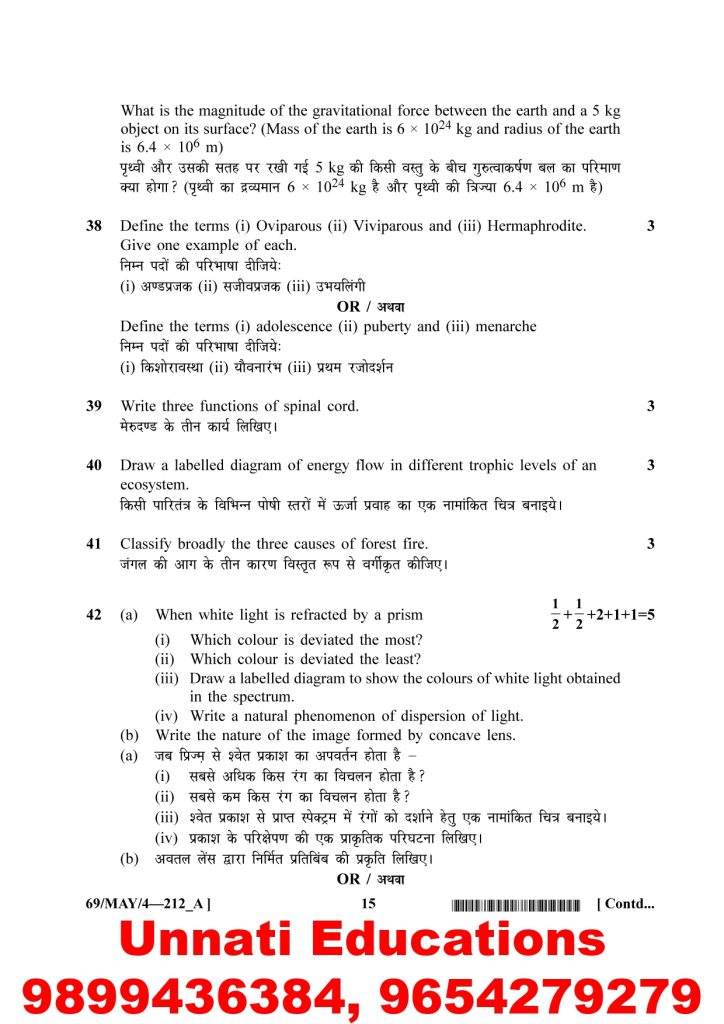 NIOS Class 10 Science and Technology 212 Question Paper April 2025 (Set A)