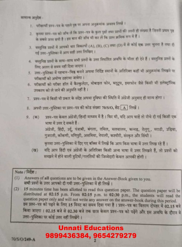 NIOS Class 10 Entrepreneurship 249 Question Paper (October 2025 Set A)