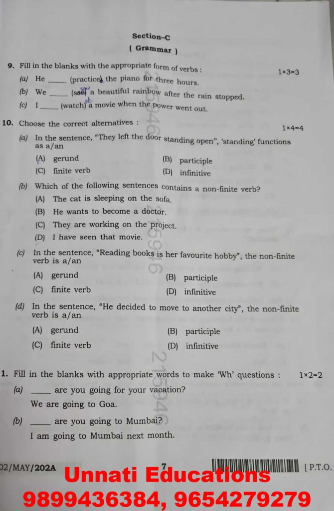 NIOS Class 12 English 302 Question Paper Set A October 2025