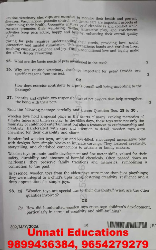 NIOS Class 12 English 302 Question Paper Set A October 2025