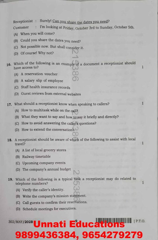 NIOS Class 12 English 302 Question Paper Set B October 2025
