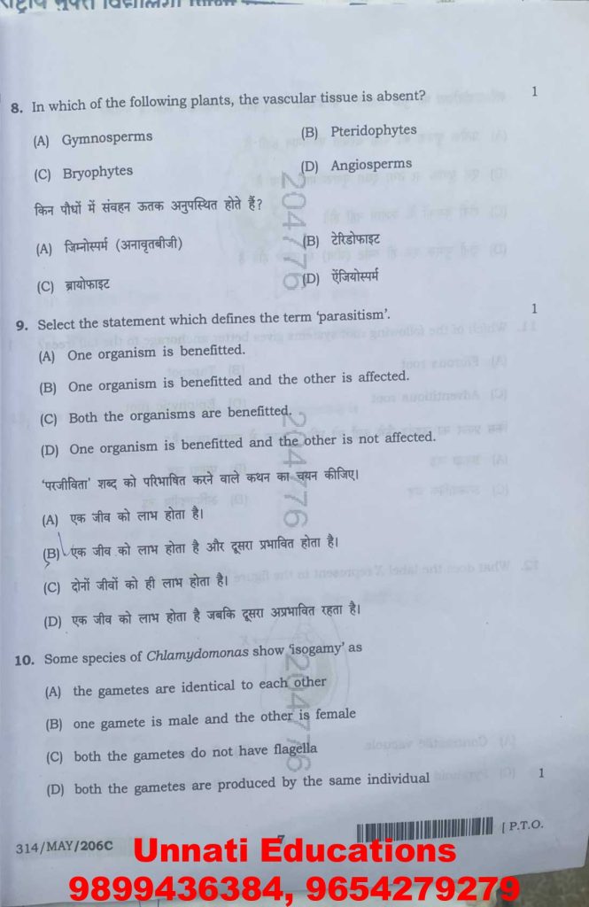 NIOS Class 12 Biology 314 Question Paper (October 2025 – Set C)