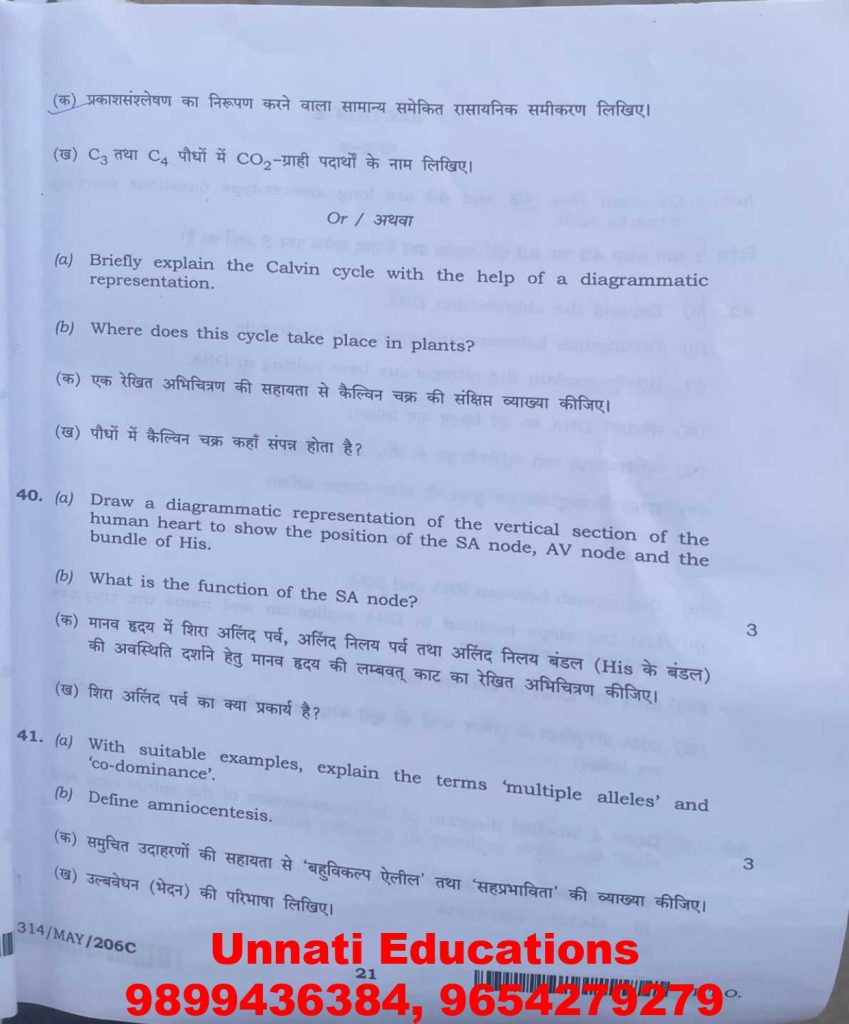 NIOS Class 12 Biology 314 Question Paper (October 2025 – Set C)