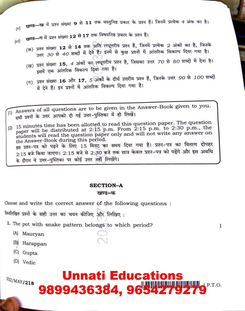 NIOS Class 12 Painting 332 Question Paper