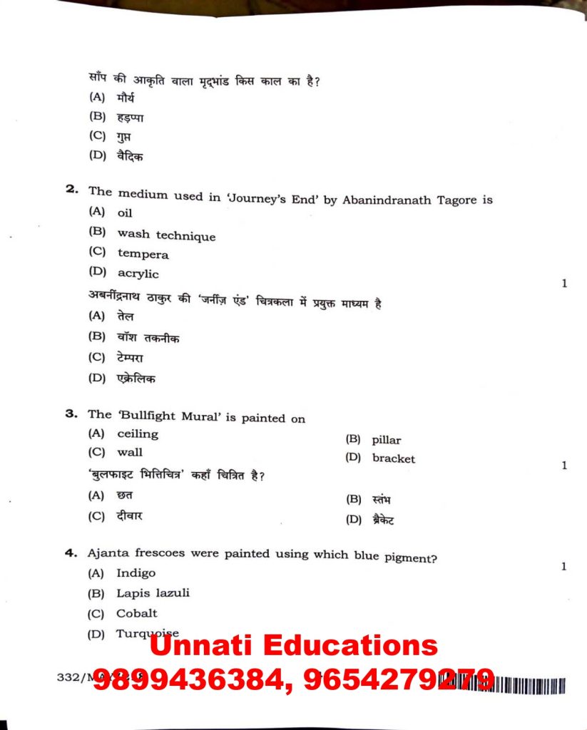 NIOS Class 12 Painting 332 Question Paper