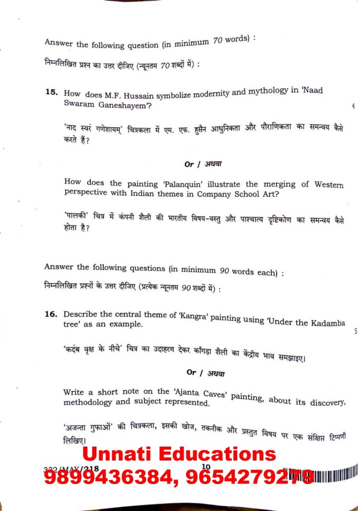 NIOS Class 12 Painting 332 Question Paper