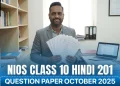 NIOS Class 10 Hindi 201 Question Paper October 2025