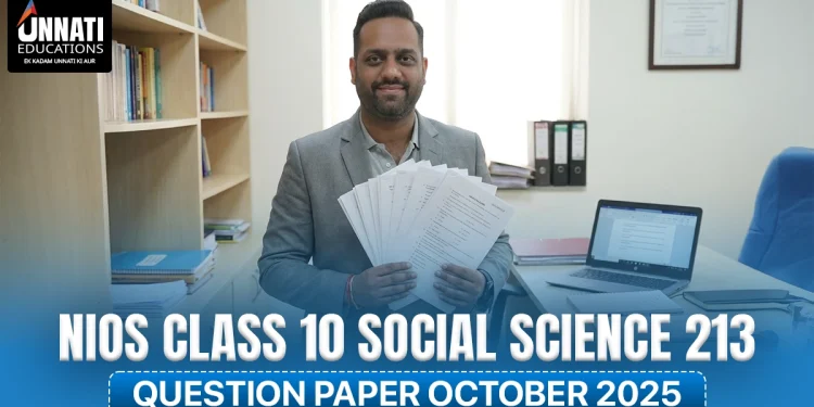 NIOS Class 10 Social Science 213 Question Paper October 2025